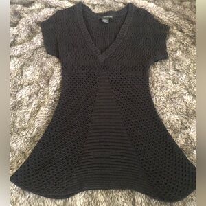 Black Knit V-Neck Dress